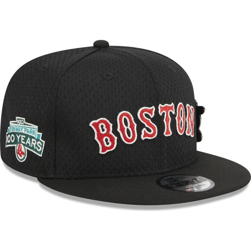 petten-plat-zwart-snapback-9fifty-post-up-pin-van-boston-red-sox-mlb-van-new-era