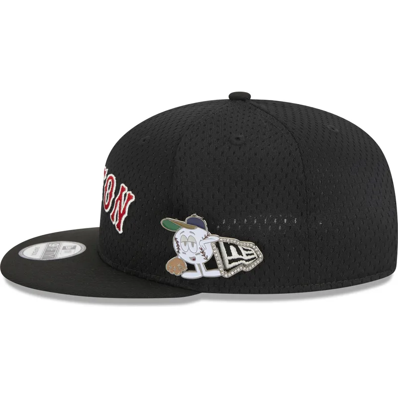 petten-plat-zwart-snapback-9fifty-post-up-pin-van-boston-red-sox-mlb-van-new-era
