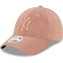 petten-gebogen-roze-verstelbaar-9forty-velour-van-new-york-yankees-mlb-van-new-era