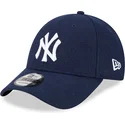 petten-gebogen-marineblauw-verstelbaar-9forty-essential-melton-wool-van-new-york-yankees-mlb-van-new-era