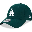 petten-gebogen-groen-verstelbaar-9forty-essential-melton-wool-van-los-angeles-dodgers-mlb-van-new-era