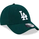 petten-gebogen-groen-verstelbaar-9forty-essential-melton-wool-van-los-angeles-dodgers-mlb-van-new-era