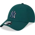 petten-gebogen-groen-verstelbaar-9forty-check-infill-van-new-york-yankees-mlb-van-new-era