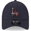 petten-gebogen-marineblauw-verstelbaar-9forty-check-infill-van-los-angeles-dodgers-mlb-van-new-era