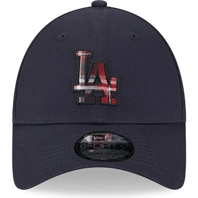 petten-gebogen-marineblauw-verstelbaar-9forty-check-infill-van-los-angeles-dodgers-mlb-van-new-era