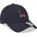 petten-gebogen-marineblauw-verstelbaar-9forty-check-infill-van-los-angeles-dodgers-mlb-van-new-era