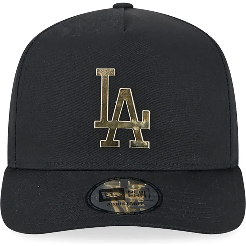 petten-gebogen-zwart-snapback-a-frame-foil-pack-van-los-angeles-dodgers-mlb-van-new-era