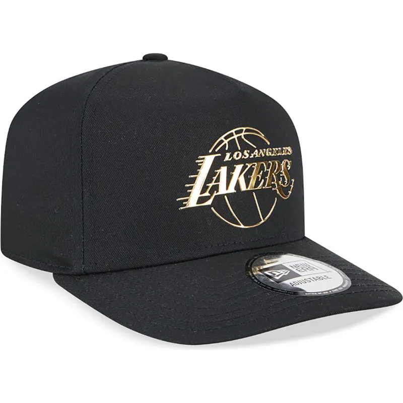 petten-gebogen-zwart-snapback-a-frame-foil-pack-van-los-angeles-lakers-nba-van-new-era