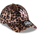 petten-gebogen-luipaard-verstelbaar-rosa-9forty-velour-van-new-york-yankees-mlb-van-new-era