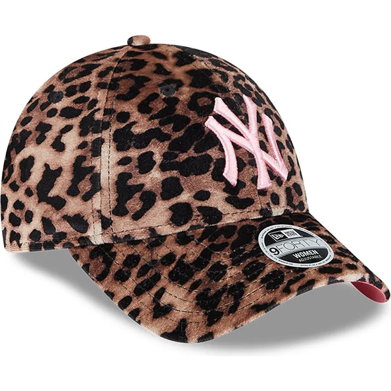 petten-gebogen-luipaard-verstelbaar-rosa-9forty-velour-van-new-york-yankees-mlb-van-new-era