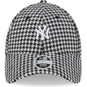petten-gebogen-zwart-verstelbaar-9forty-houndstooth-van-new-york-yankees-mlb-van-new-era