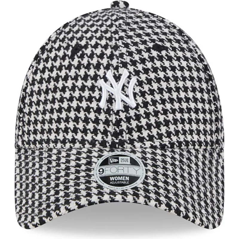 petten-gebogen-zwart-verstelbaar-9forty-houndstooth-van-new-york-yankees-mlb-van-new-era