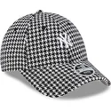 petten-gebogen-zwart-verstelbaar-9forty-houndstooth-van-new-york-yankees-mlb-van-new-era
