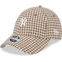 petten-gebogen-bruin-verstelbaar-9forty-houndstooth-van-new-york-yankees-mlb-van-new-era
