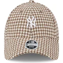 petten-gebogen-bruin-verstelbaar-9forty-houndstooth-van-new-york-yankees-mlb-van-new-era