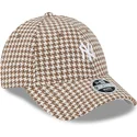 petten-gebogen-bruin-verstelbaar-9forty-houndstooth-van-new-york-yankees-mlb-van-new-era