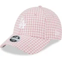 petten-gebogen-roze-verstelbaar-9forty-houndstooth-van-los-angeles-dodgers-mlb-van-new-era