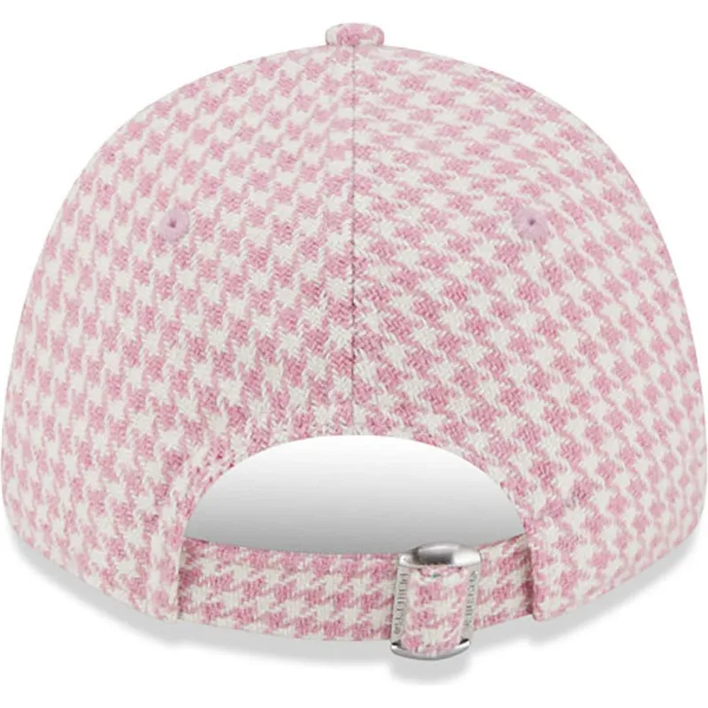 petten-gebogen-roze-verstelbaar-9forty-houndstooth-van-los-angeles-dodgers-mlb-van-new-era