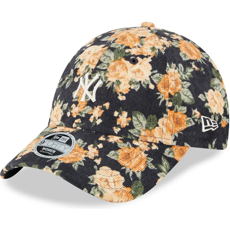 petten-gebogen-marineblauw-verstelbaar-9forty-floral-cord-van-new-york-yankees-mlb-van-new-era