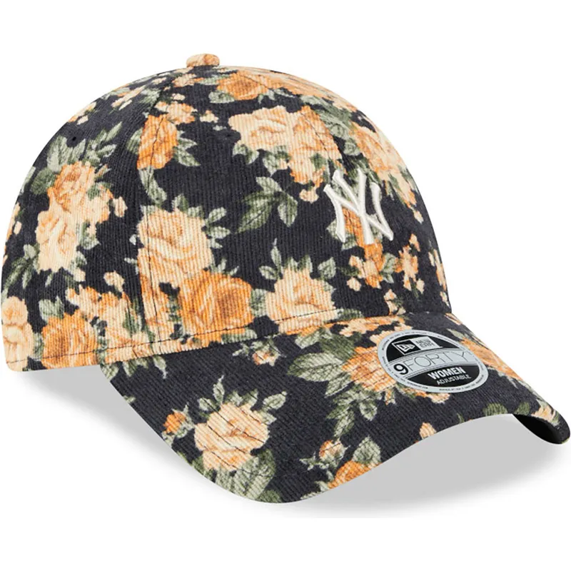 petten-gebogen-marineblauw-verstelbaar-9forty-floral-cord-van-new-york-yankees-mlb-van-new-era
