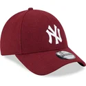 petten-gebogen-rood-verstelbaar-9forty-essential-melton-wool-van-new-york-yankees-mlb-van-new-era