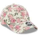 petten-gebogen-beige-verstelbaar-rosa-9forty-floral-cord-van-new-york-yankees-mlb-van-new-era