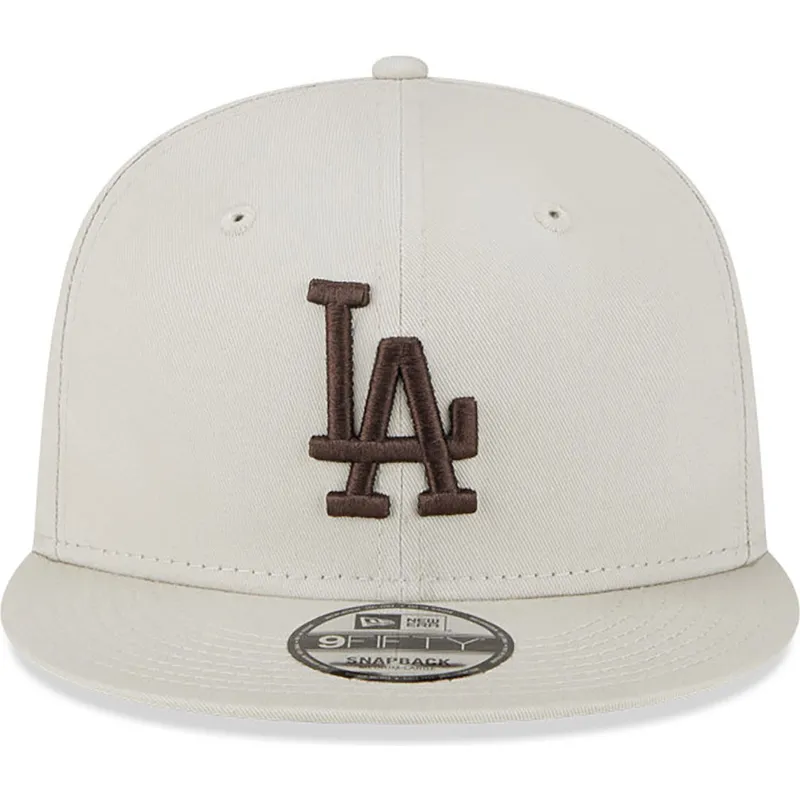 petten-plat-beige-snapback-9fifty-league-essential-van-los-angeles-dodgers-mlb-van-new-era