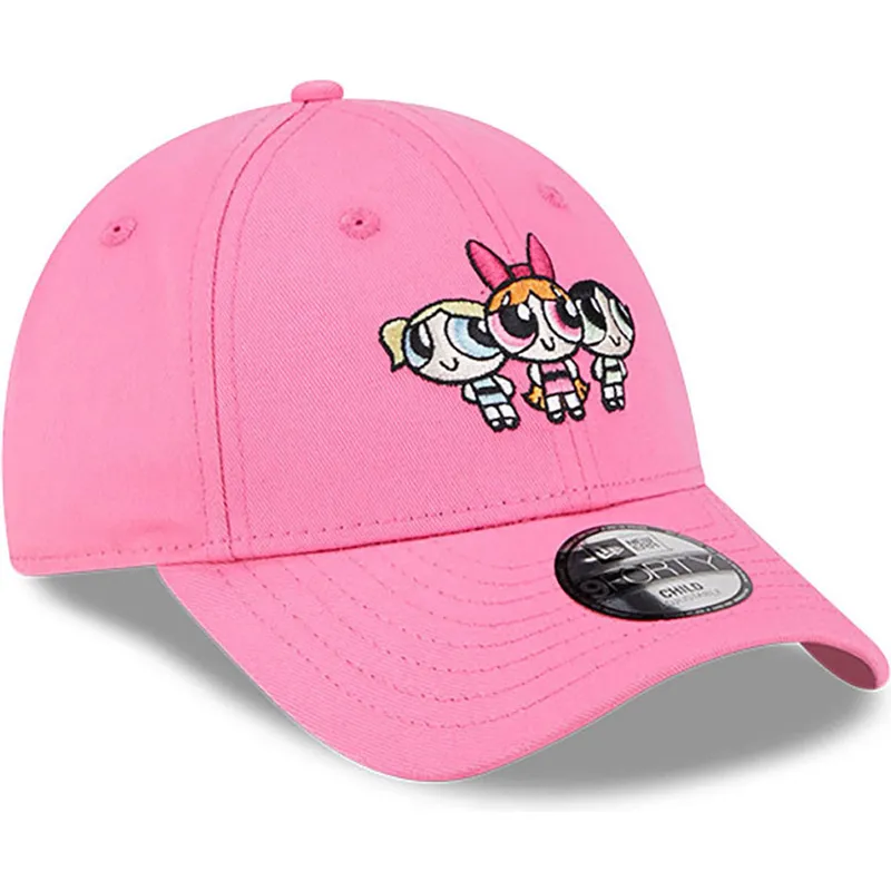 petten-gebogen-roze-verstelbaar-voor-kinderen-9forty-van-petalo-burbuja-y-cactus-las-supernenas-van-new-era