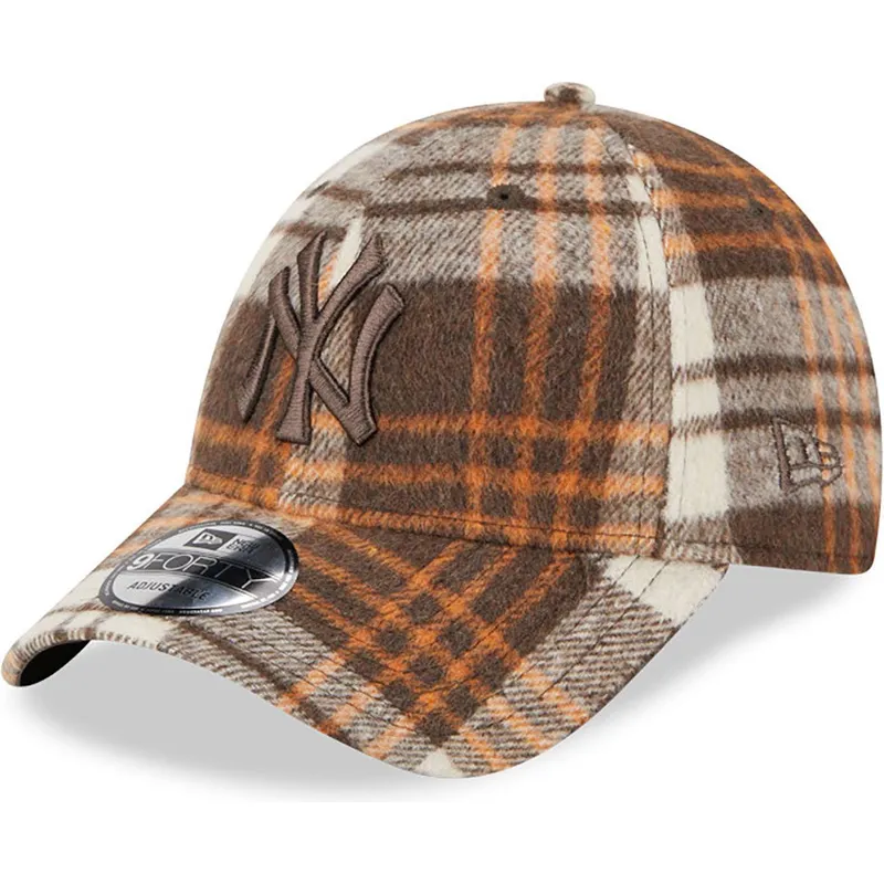 petten-gebogen-bruin-verstelbaar-9forty-check-van-new-york-yankees-mlb-van-new-era