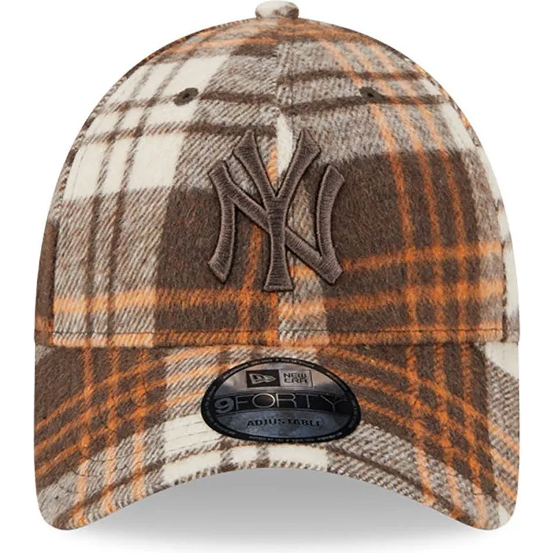 petten-gebogen-bruin-verstelbaar-9forty-check-van-new-york-yankees-mlb-van-new-era