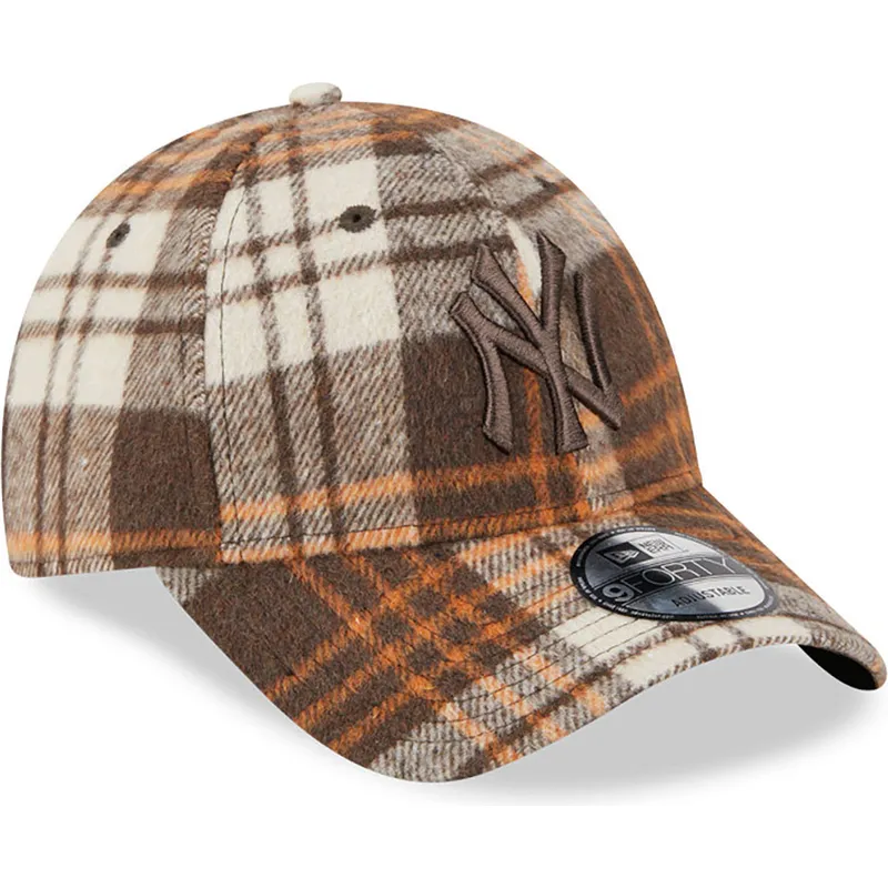 petten-gebogen-bruin-verstelbaar-9forty-check-van-new-york-yankees-mlb-van-new-era