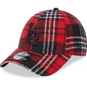 petten-gebogen-rood-verstelbaar-9forty-check-van-los-angeles-dodgers-mlb-van-new-era