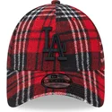 petten-gebogen-rood-verstelbaar-9forty-check-van-los-angeles-dodgers-mlb-van-new-era