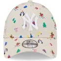 petten-gebogen-beige-verstelbaar-voor-kinderen-9forty-festive-van-new-york-yankees-mlb-van-new-era