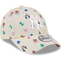 petten-gebogen-beige-verstelbaar-voor-kinderen-9forty-festive-van-new-york-yankees-mlb-van-new-era
