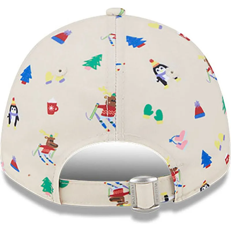 petten-gebogen-beige-verstelbaar-voor-kinderen-9forty-festive-van-new-york-yankees-mlb-van-new-era