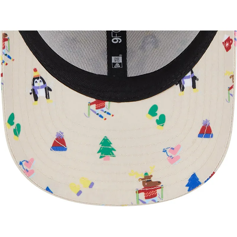petten-gebogen-beige-verstelbaar-voor-kinderen-9forty-festive-van-new-york-yankees-mlb-van-new-era