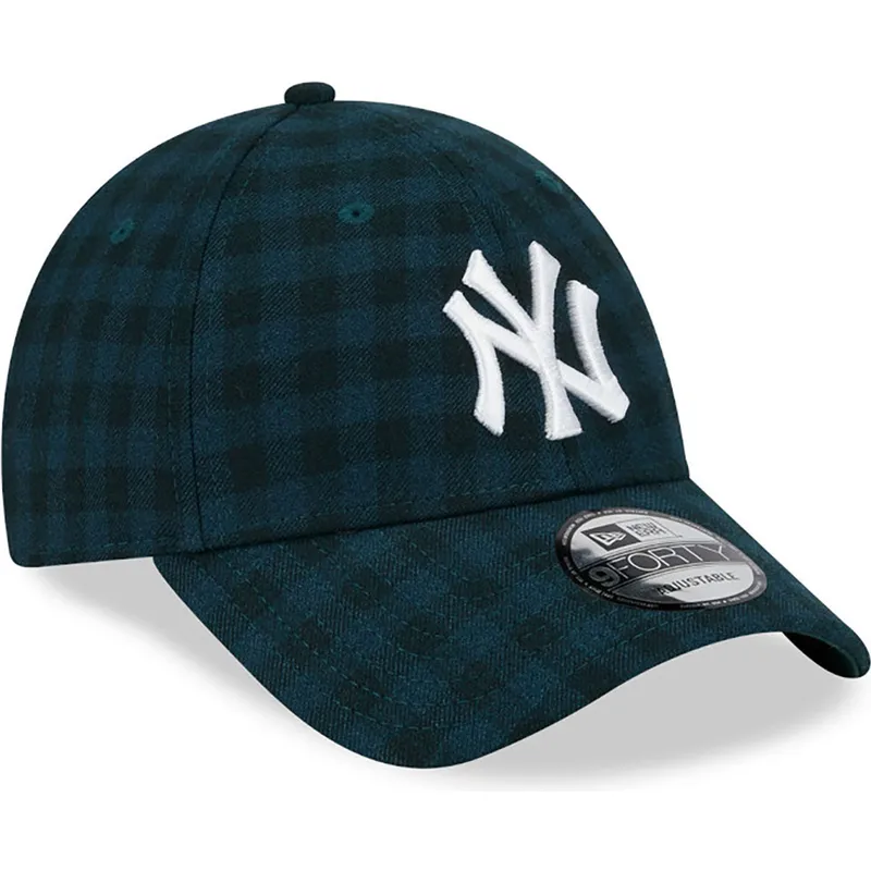 petten-gebogen-groen-verstelbaar-9forty-flannel-van-new-york-yankees-mlb-van-new-era