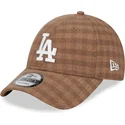 petten-gebogen-bruin-verstelbaar-9forty-flannel-van-los-angeles-dodgers-mlb-van-new-era