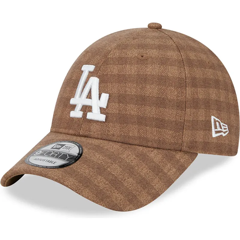 petten-gebogen-bruin-verstelbaar-9forty-flannel-van-los-angeles-dodgers-mlb-van-new-era