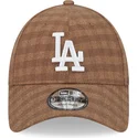 petten-gebogen-bruin-verstelbaar-9forty-flannel-van-los-angeles-dodgers-mlb-van-new-era