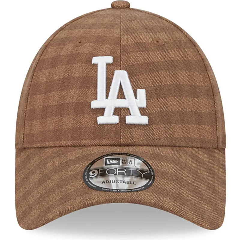 petten-gebogen-bruin-verstelbaar-9forty-flannel-van-los-angeles-dodgers-mlb-van-new-era