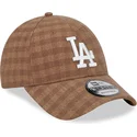 petten-gebogen-bruin-verstelbaar-9forty-flannel-van-los-angeles-dodgers-mlb-van-new-era