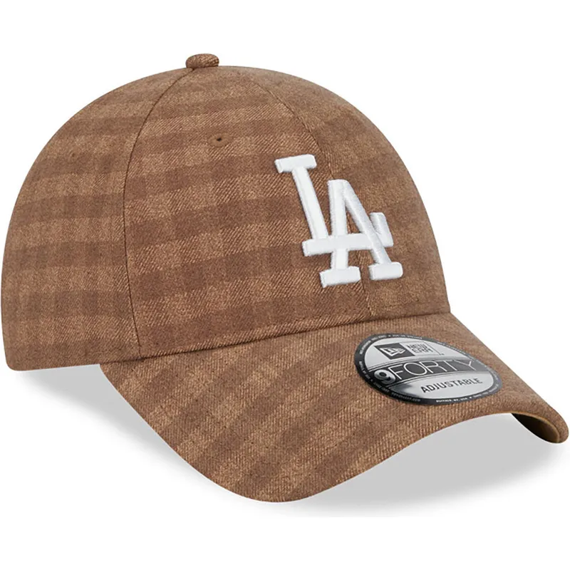 petten-gebogen-bruin-verstelbaar-9forty-flannel-van-los-angeles-dodgers-mlb-van-new-era