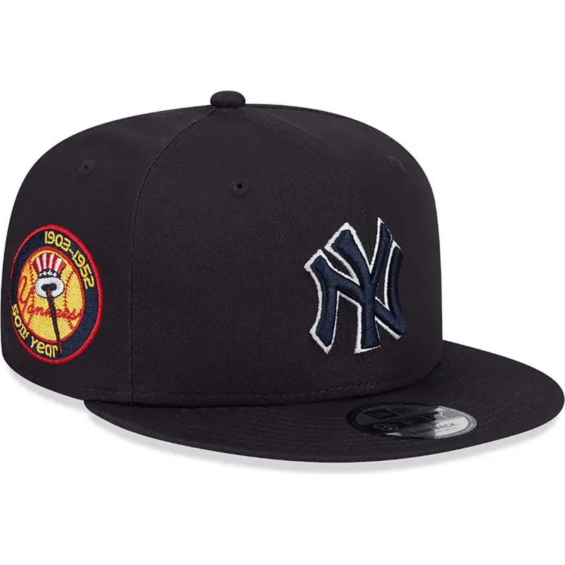 petten-plat-marineblauw-snapback-9fifty-side-patch-script-van-new-york-yankees-mlb-van-new-era