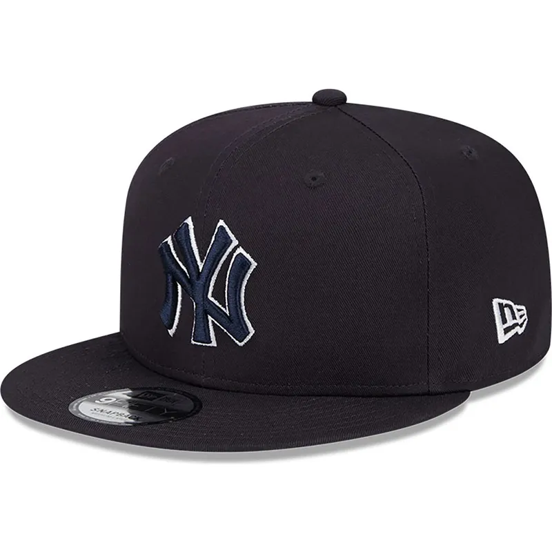 petten-plat-marineblauw-snapback-9fifty-side-patch-script-van-new-york-yankees-mlb-van-new-era