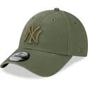 petten-gebogen-groen-verstelbaar-9forty-washed-canvas-van-new-york-yankees-mlb-van-new-era