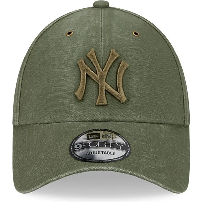 petten-gebogen-groen-verstelbaar-9forty-washed-canvas-van-new-york-yankees-mlb-van-new-era