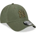 petten-gebogen-groen-verstelbaar-9forty-washed-canvas-van-new-york-yankees-mlb-van-new-era