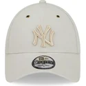 petten-gebogen-beige-verstelbaar-9forty-washed-canvas-van-new-york-yankees-mlb-van-new-era